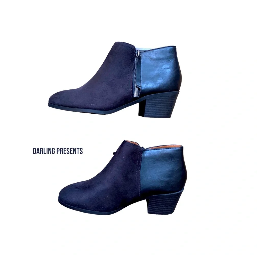 Soda Vegan Suede & Leather Ankle Boots Women Color Black 6